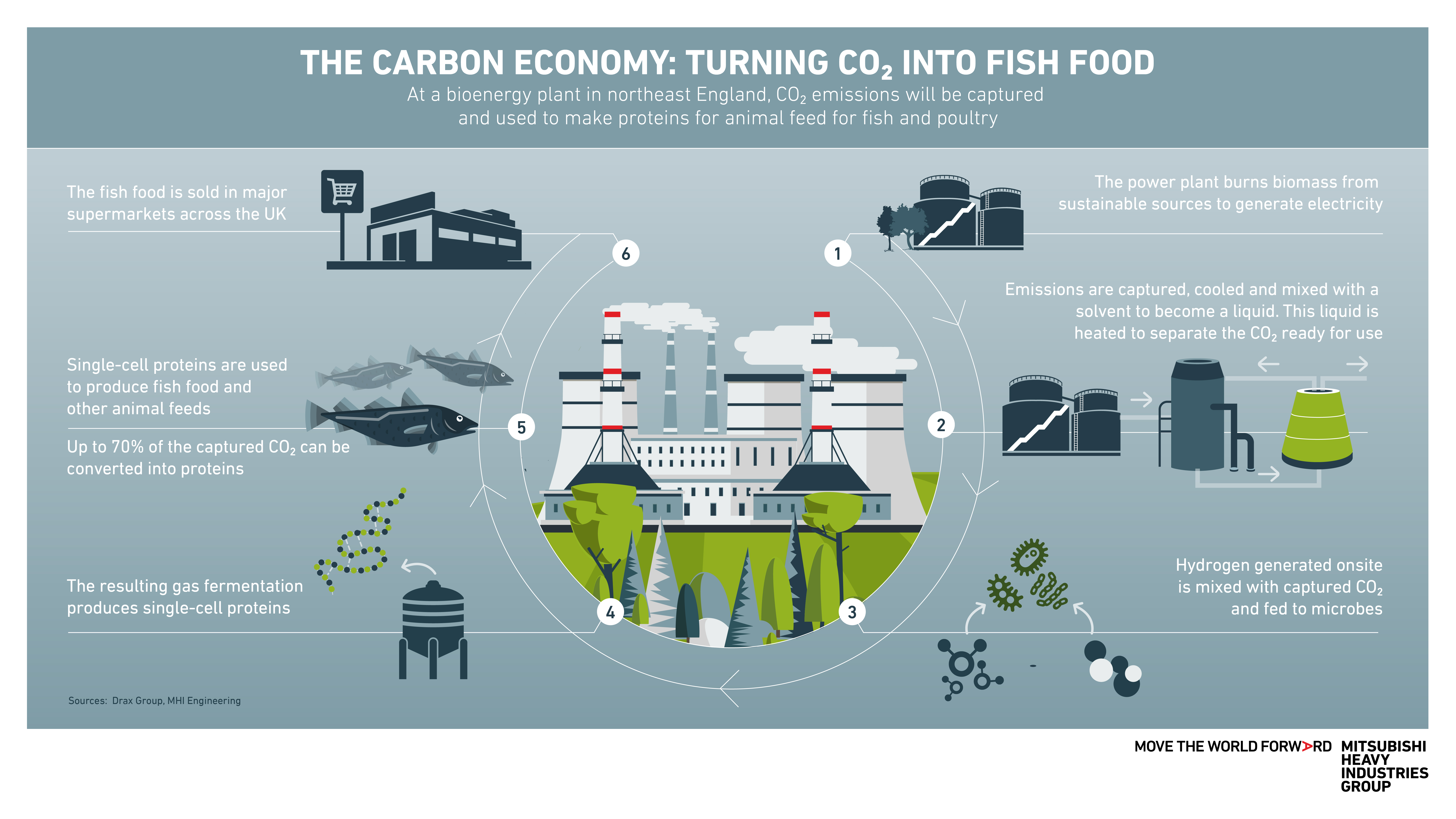 Mitsubishi Heavy Industries bioenergy and carbon capture graphic